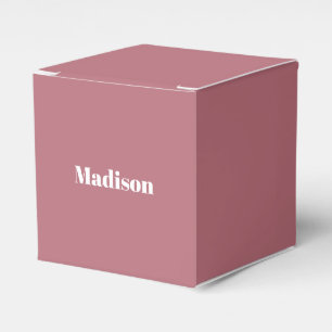 Elegant Minimalist Rose Gold White Name Favor Boxes