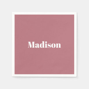 Elegant Minimalist Rose Gold White Name Napkins