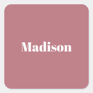 Elegant Minimalist Rose Gold White Name Square Sticker