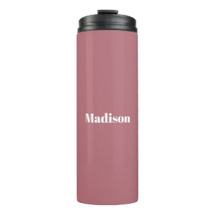Elegant Minimalist Rose Gold White Name Thermal Tumbler