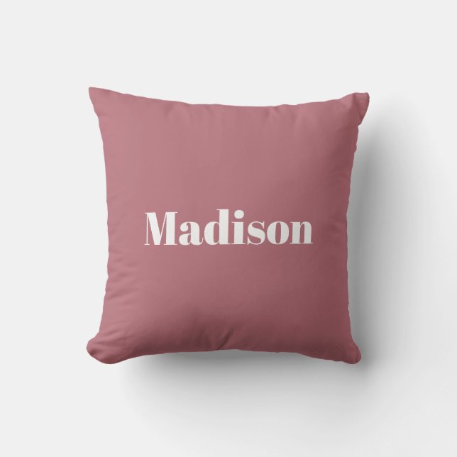 Elegant Minimalist Rose Gold White Name Throw Pillow (Front)
