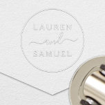 Elegant Minimalist Round Wedding Monogram Embosser<br><div class="desc">Minimalistic wedding embosser design features classic block lettering combined with elegant and modern script writing with romantic flourishes. The custom monogram text can be personalized with the bride and groom first names. Design is framed by a simple round circle frame.</div>