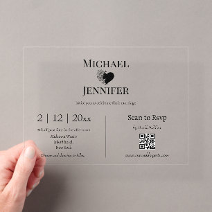 elegant minimalist rsvp qr code wedding clear acrylic invitations