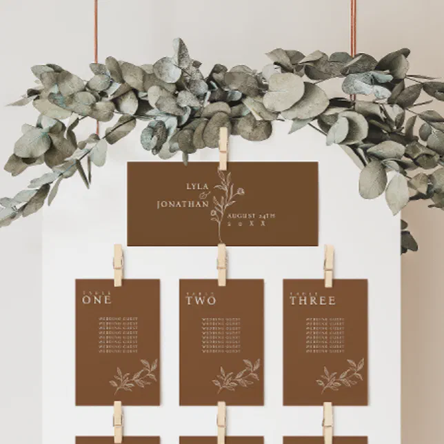 Elegant Minimalist Rust Seating Chart Header Card | Zazzle