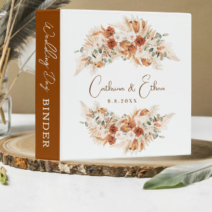 Elegant Minimalist Rustic Bohemian Script Wedding 3 Ring Binder