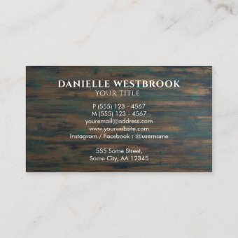 Elegant Minimalist Rustic Dark Wood Business Card | Zazzle