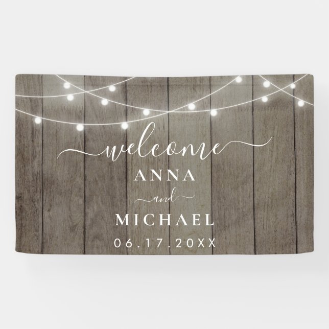 Elegant Minimalist Rustic Wedding Welcome Banner (Horizontal)