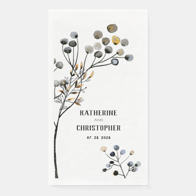 Elegant Minimalist Rustic Winter Tree of Matrimony Paper Guest Towels (Front)