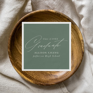 Elegant Minimalist Sage Green Graduation Napkins