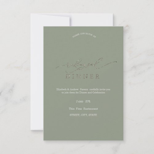 Elegant Minimalist Sage Green Rehearsal Dinner  