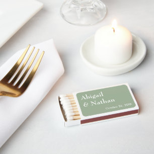 Elegant Minimalist Sage Green Wedding Favor Matchboxes