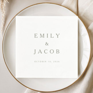 Elegant Minimalist Sage Green Wedding Napkins