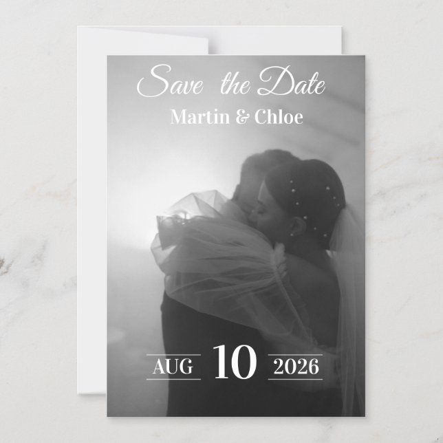 Elegant Minimalist Save the Date Card (Front)