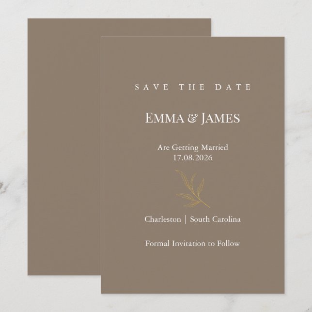 Elegant Minimalist Save the Date Card | Modern (Front/Back)