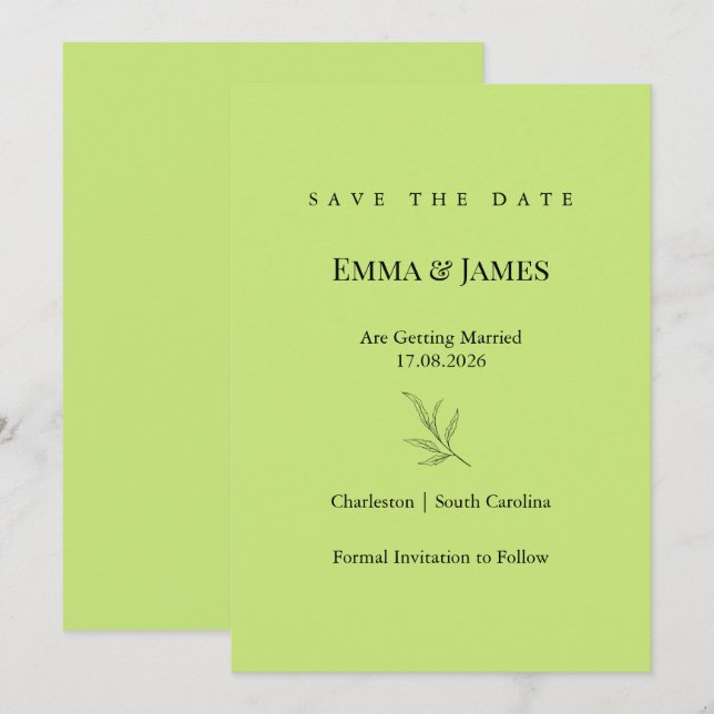Elegant Minimalist Save the Date Card | Modern (Front/Back)
