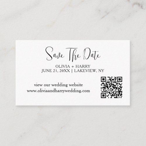 Elegant Minimalist Save The Date Card  QR Code 