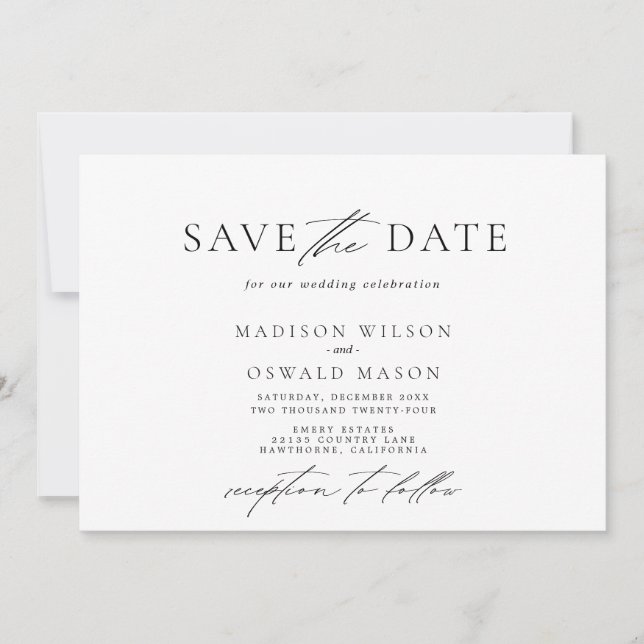 Elegant minimalist Save the date horizontal Invitation (Front)