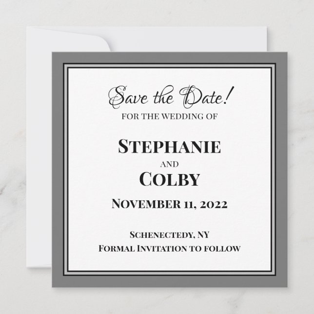 Elegant Minimalist Save the Date Invitation (Front)