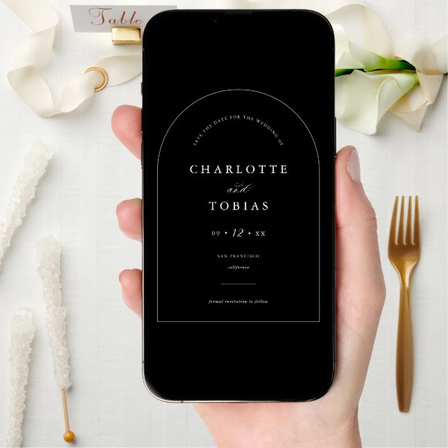 Elegant Minimalist Save The Date Wedding Arch Card (Front Digital)