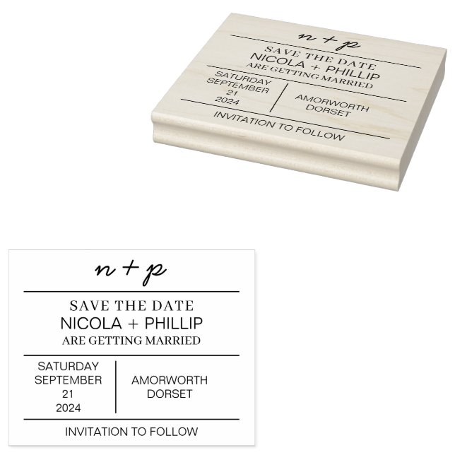 Elegant Minimalist Save The Date Wedding Stamps  (Stamped)
