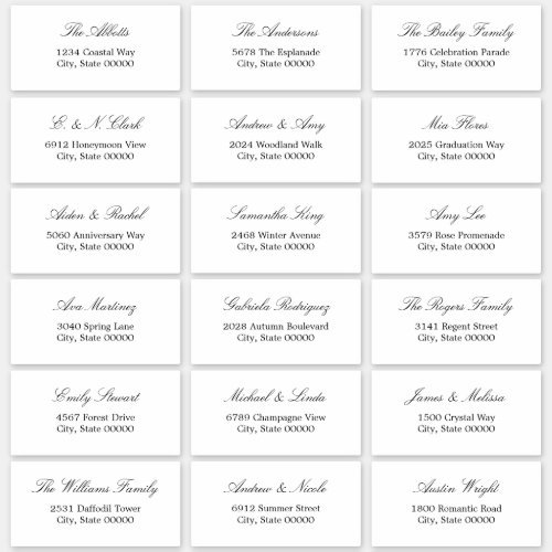 Elegant Minimalist Script 18 Guest Address Labels