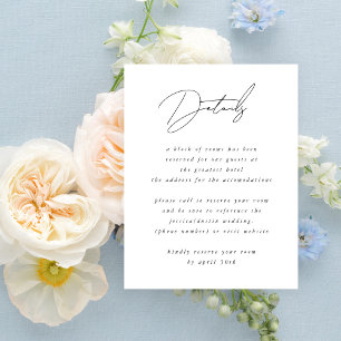 Elegant Minimalist Script Black Wedding Details Enclosure Card