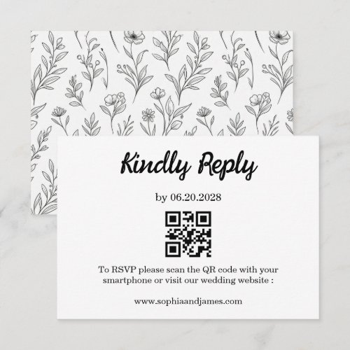 Elegant Minimalist Script Combo Traditional and QR RSVP Card