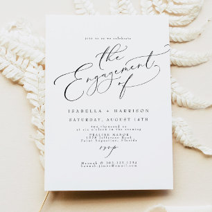 Elegant Minimalist Script Engagement Party Invitation
