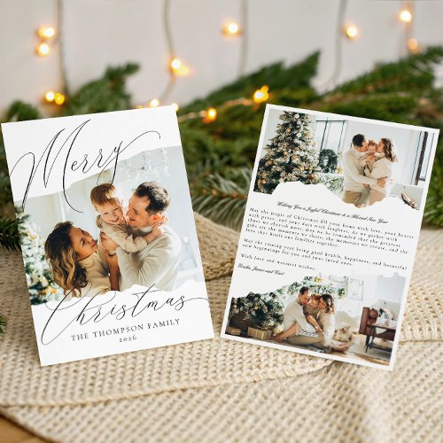 Elegant Minimalist Script Family Photo Christmas Holiday Card