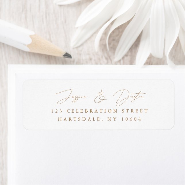Elegant Minimalist Script Gold Return Address Label (Insitu)