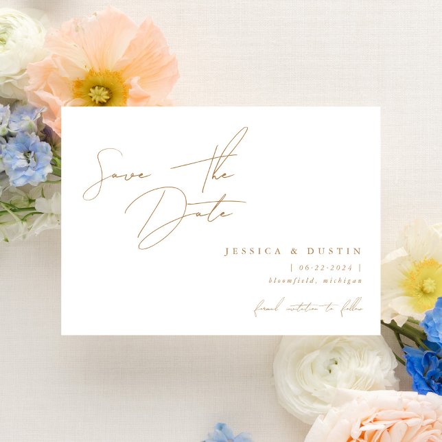 Elegant Minimalist Script Gold Save The Date (Creator Uploaded)