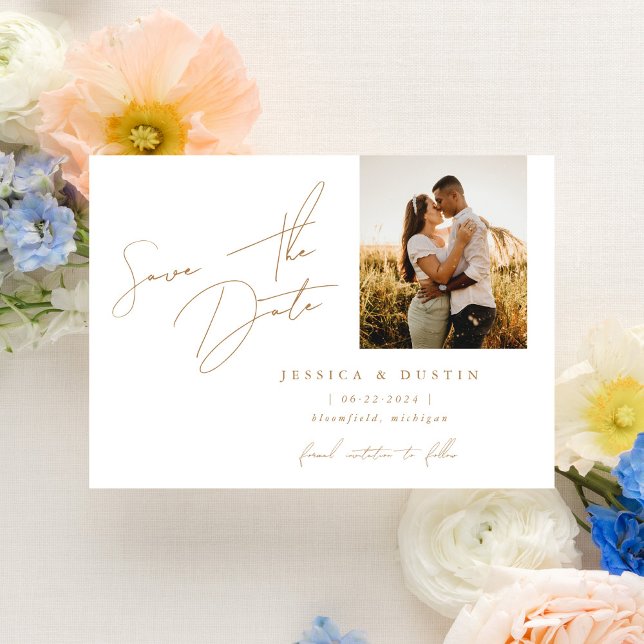 Elegant Minimalist Script Gold Save The Date (Creator Uploaded)
