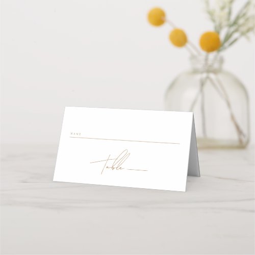 Elegant Minimalist Script Gold Wedding Place Card