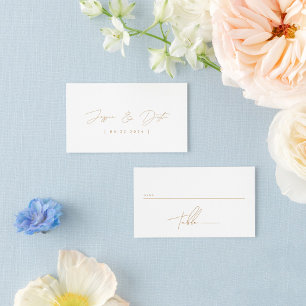 Elegant Minimalist Script Gold Wedding Place Card