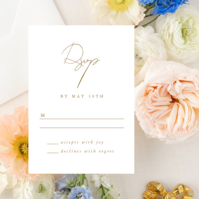 Elegant Minimalist Script Gold Wedding RSVP (Creator Uploaded)