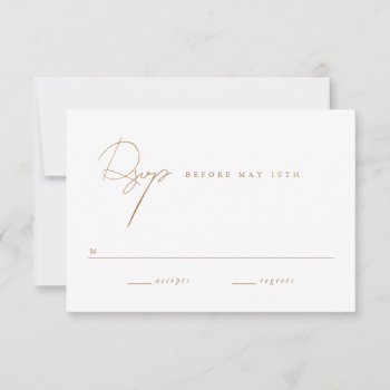 Elegant Minimalist Script Gold Wedding Rsvp Card by NBpaperco at Zazzle