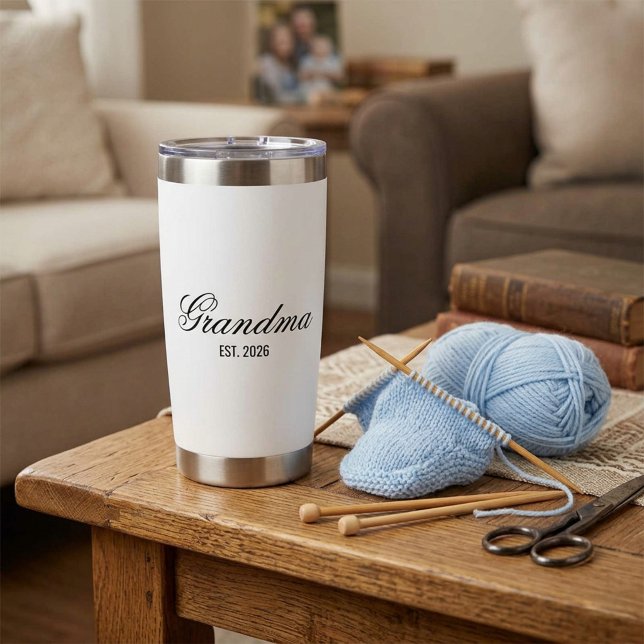Elegant Minimalist Script Grandma Insulated Tumbler ( Elegant Grandma Established Script Design Insulated Tumbler)