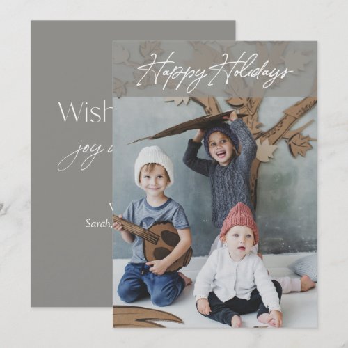 Elegant Minimalist Script Happy Holidays Photo Holiday Card