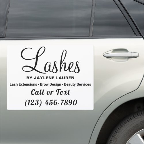 Elegant Minimalist Script Lash Business Car Magnet