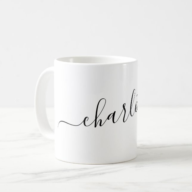Elegant Minimalist Script Modern Name Personalized Coffee Mug (Front Left)