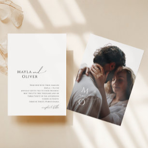 Elegant Minimalist Script Monogram Photo Wedding Invitation