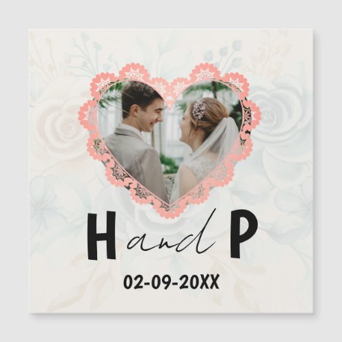 Elegant Minimalist Script Monogram Photo Wedding   Magnetic Invitation