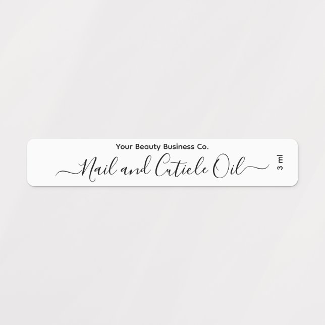 Elegant Minimalist Script Nail Oil Beauty Custom Labels (Design 1)