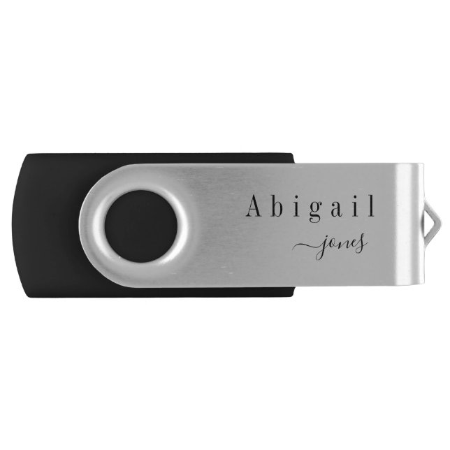 Elegant Minimalist Script Name personalized Flash Drive (Front)