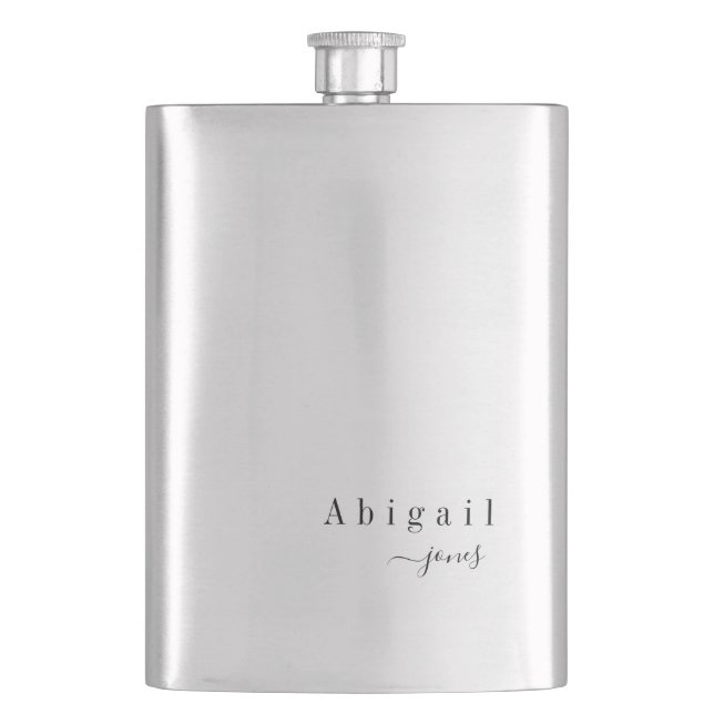 Elegant Minimalist Script Name personalized Flask (Front)