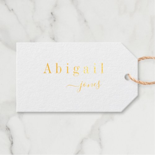 Elegant Minimalist Script Name Personalized Foil Gift Tags