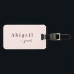 Elegant Minimalist Script Name Personalized Luggage Tag<br><div class="desc">Modern chic minimalist script name design on color editable blush pink background,  simple and elegant,  great personalized luggage tags. 
Customize it with the background color of your choice.</div>
