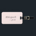 Elegant Minimalist Script Name Personalized Luggage Tag<br><div class="desc">Modern chic minimalist script name design on color editable blush pink background,  simple and elegant,  great personalized luggage tags. 
Customize it with the background color of your choice.</div>
