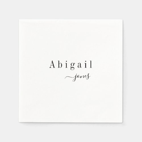 Elegant Minimalist Script Name Personalized Napkins