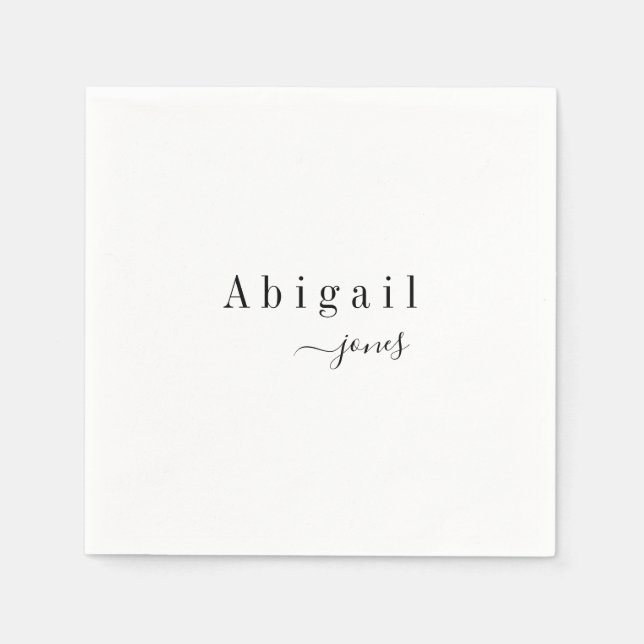 Elegant Minimalist Script Name Personalized Napkins (Front)